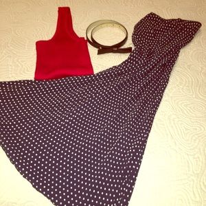 Cute black polka dot Eddie Bauer long skirt, 4P